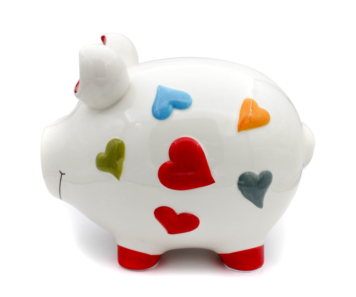 Sparschwein Hochzeit – Herzen Bunt (25 x 30 x 25 cm)