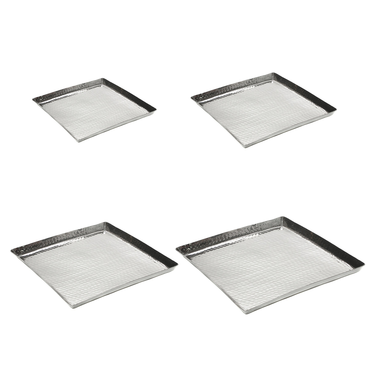Tablett Aluminium – Quadratisch – 20 x 20 cm, Hammerschlag