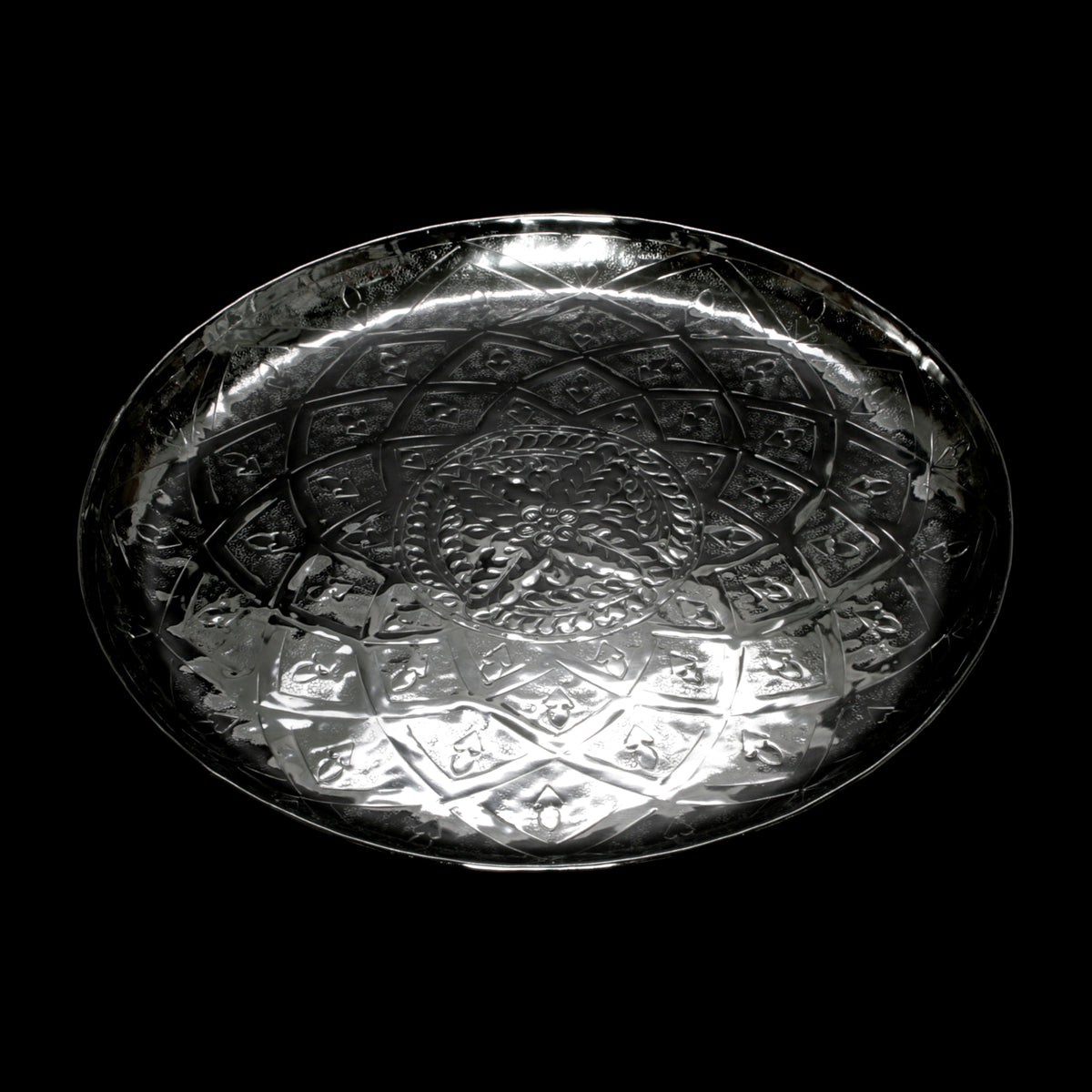 Tablett Aluminium–Rund-Orient – 54 cm Ø
