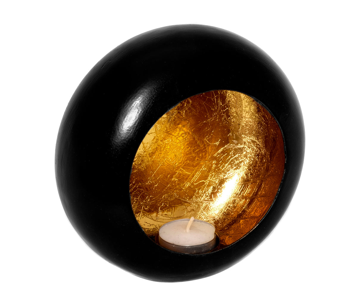 Teelichthalter schwarz gold