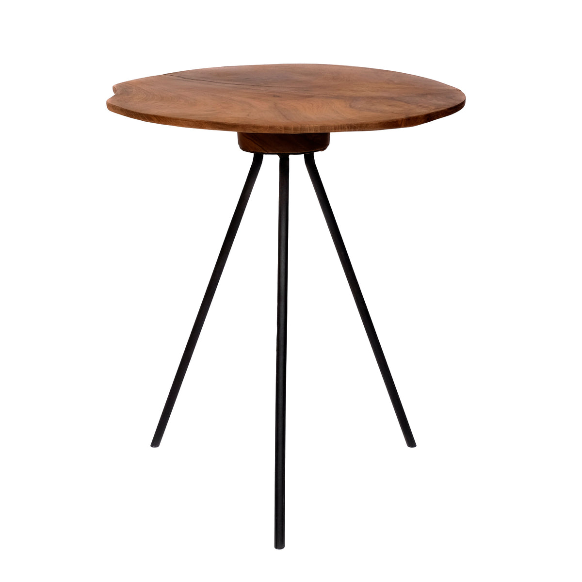 Beistelltisch Teakholz Metall  – Ø 39,5 cm, fast rund / rund