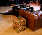 Mischholz Hocker bunt – Detailansicht
