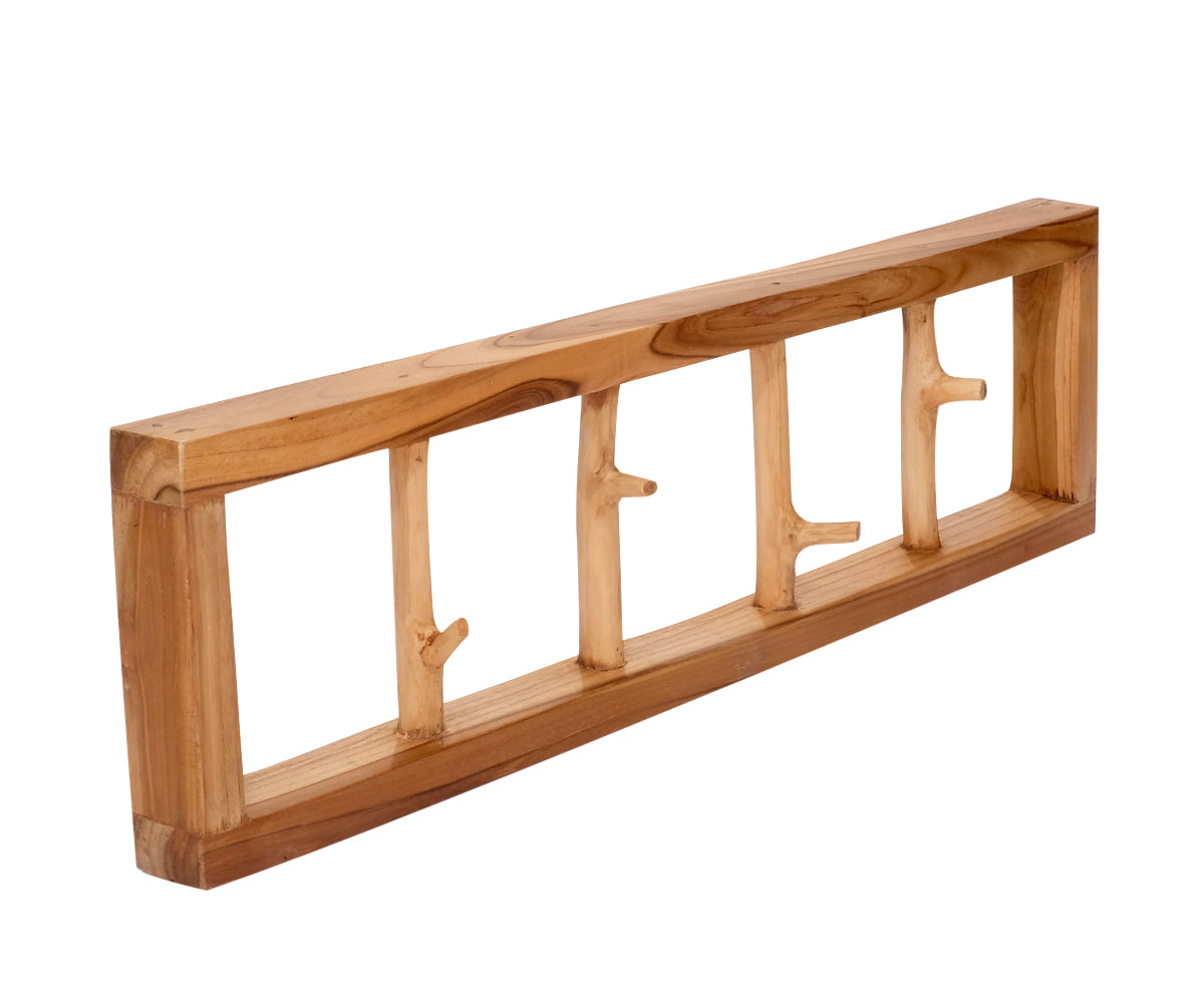 Teakholz Garderobe – 4 Haken