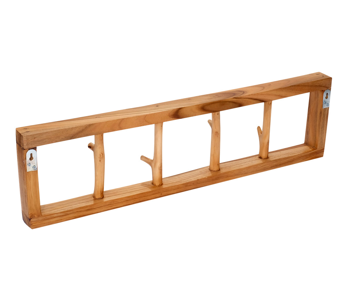 Teakholz Garderobe – 4 Haken