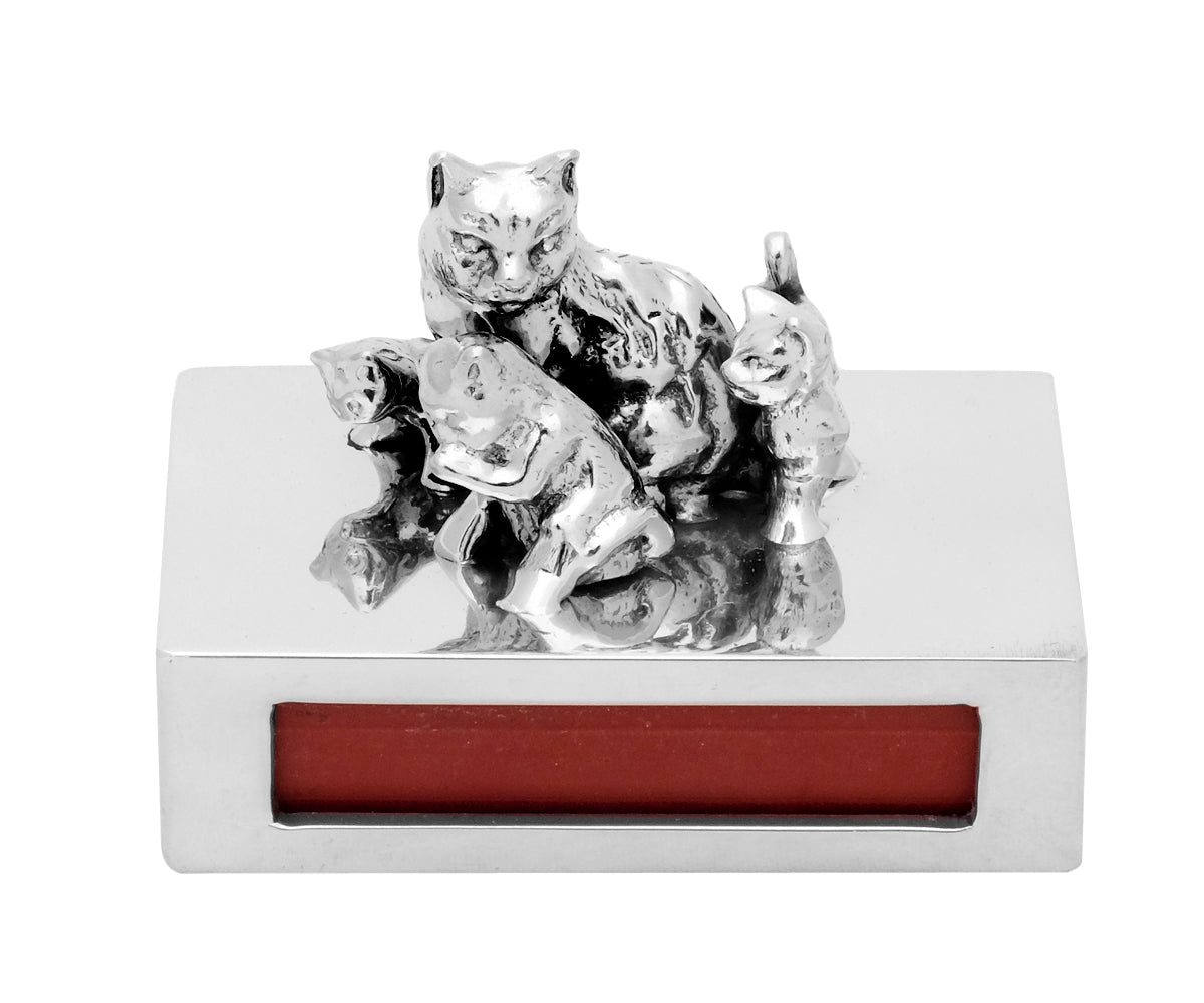 Streichholzschachtel Metall – Klein, bis 15 Zeichen, 4 Katzen