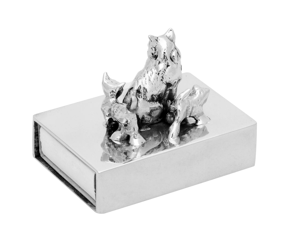 Streichholzschachtel Metall – Klein, Ohne Gravur, 4 Katzen