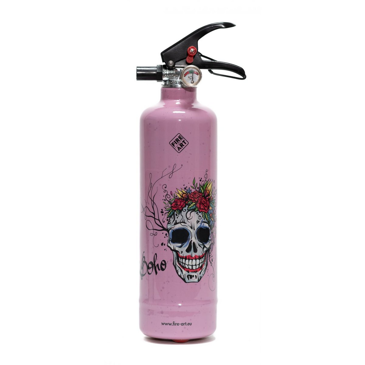 Feuerlöscher mit Motiv – Totenkopf Rosa