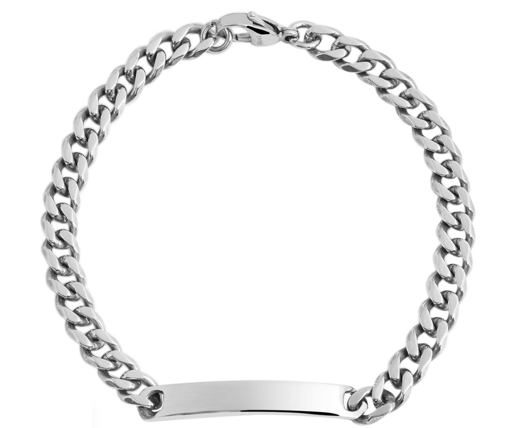 Edelstahl Armband mit Gravur – Ohne Gravur, Panzerkette, Modell 3