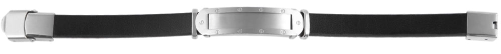 Edelstahl Armband mit Gravur – Ohne Gravur, Echtleder, Modell 1