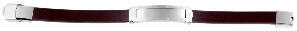 Edelstahl Armband mit Gravur – Ohne Gravur, Echtleder, Modell 2