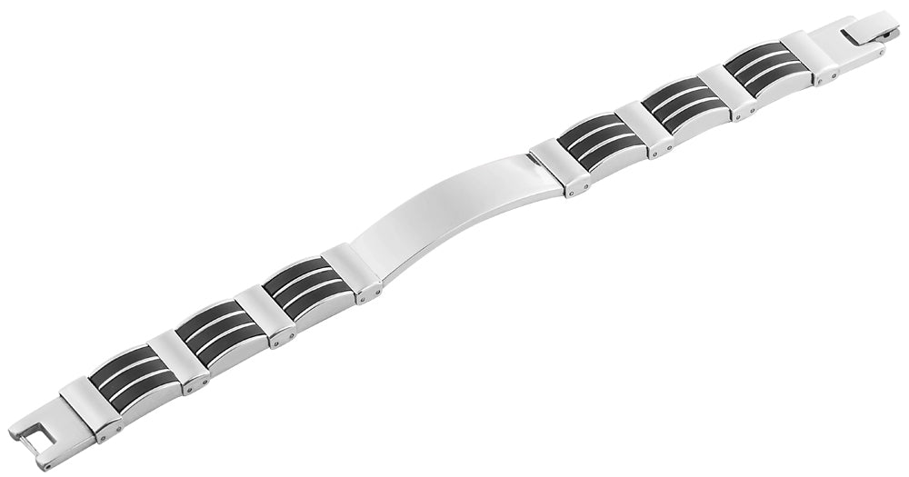 Edelstahl Armband mit Gravur – Ohne Gravur, Kautschuk, Modell 6