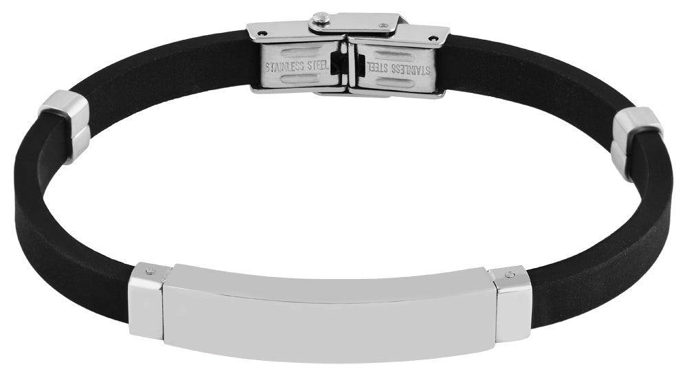 Edelstahl Armband mit Gravur – Ohne Gravur, Kautschuk, Modell 5