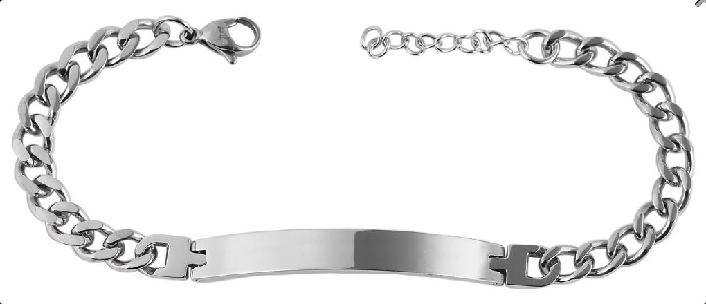 Edelstahl Armband mit Gravur – Ohne Gravur, Panzerkette, Modell 4