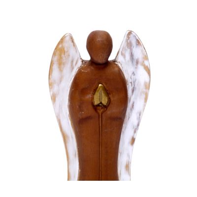 Holzfigur Engel Schutzengel aus Teakholz