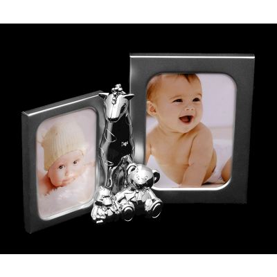 Bilderrahmen mit Tieren Baby Fotorahmen Silber