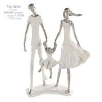 Skulptur Familie Weiß Silber Dekofigur Familie 1