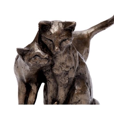Resinfigur Katzenpaar Katzenpärchen aus Resin mit Bronzepulver