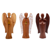 Holzfigur Engel Schutzengel aus Teakholz 1