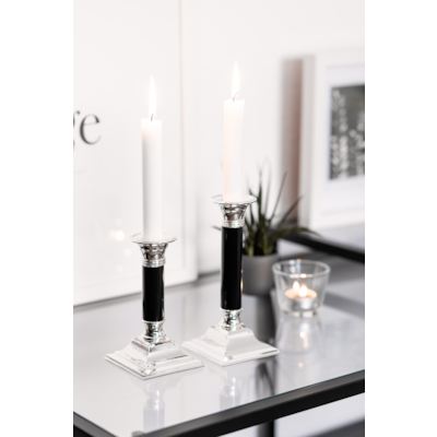 Kerzenleuchter versilbert - schwarz Harmonie in Silber - Schwarz